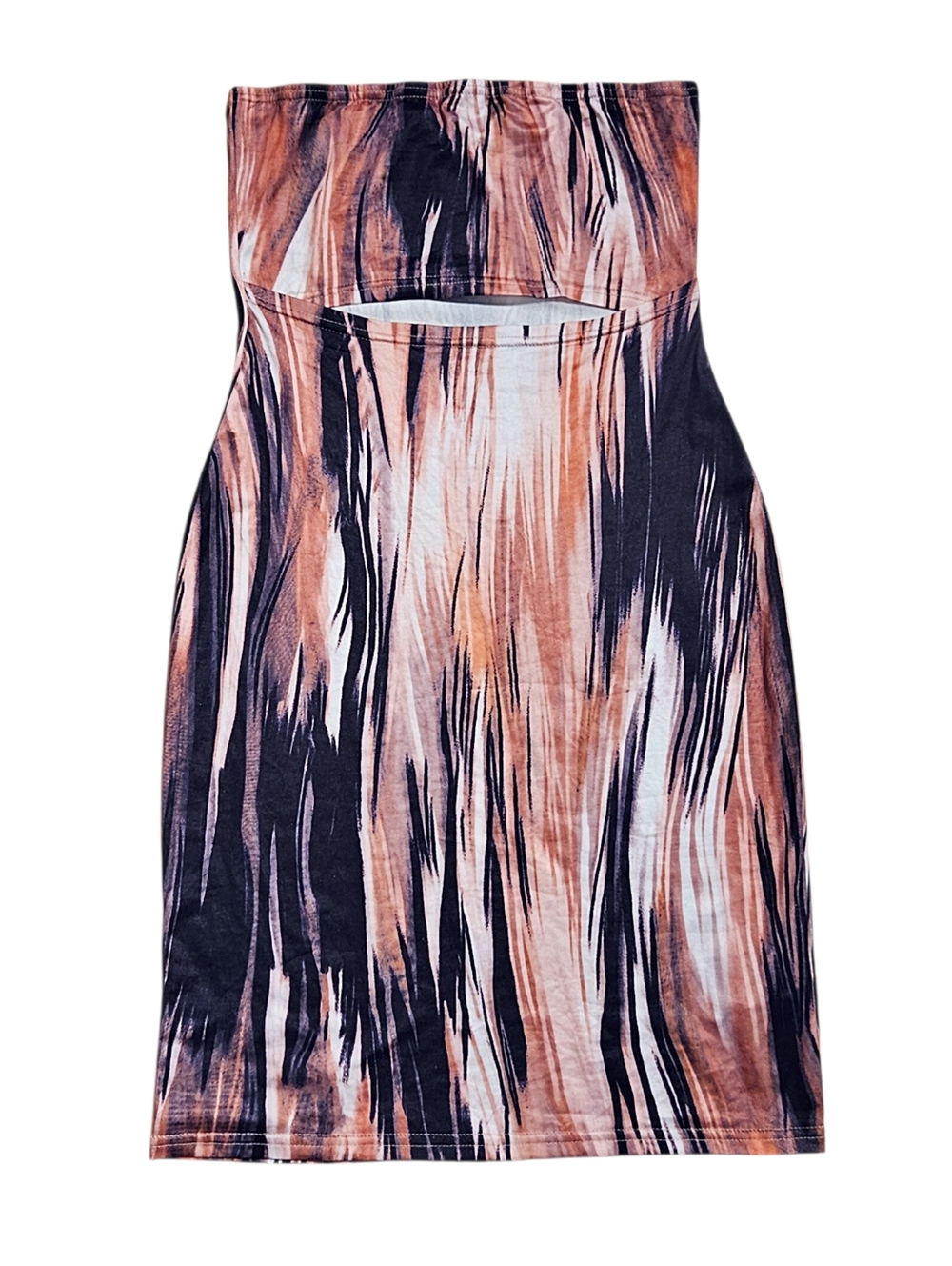 Shein Black White Brown & Orange Strapless Cutout Bodycon Clubwear Dress Med